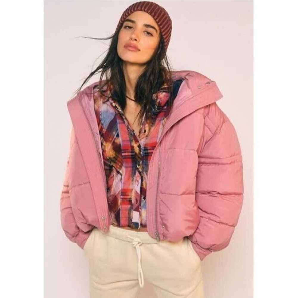 Free People Olivia Puffer Jacket Size S Small Pink Dusty Rose